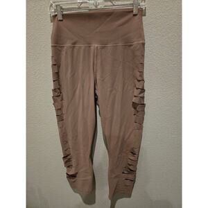 Alo Yoga Women's High Waist Slice Cutout Cropped Leggings Dusty Pink L